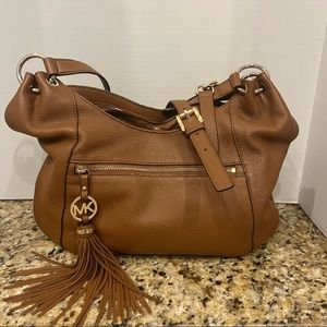 MICHAEL Michael Kors Leather Charm Tote Bag in Luggage Color.